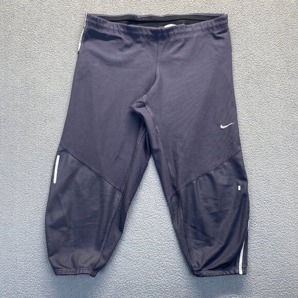 Nike Womens Dri FIT Running Training Capri Cropped Gray Leggings Size M,Pocket - Picture 15 of 15
